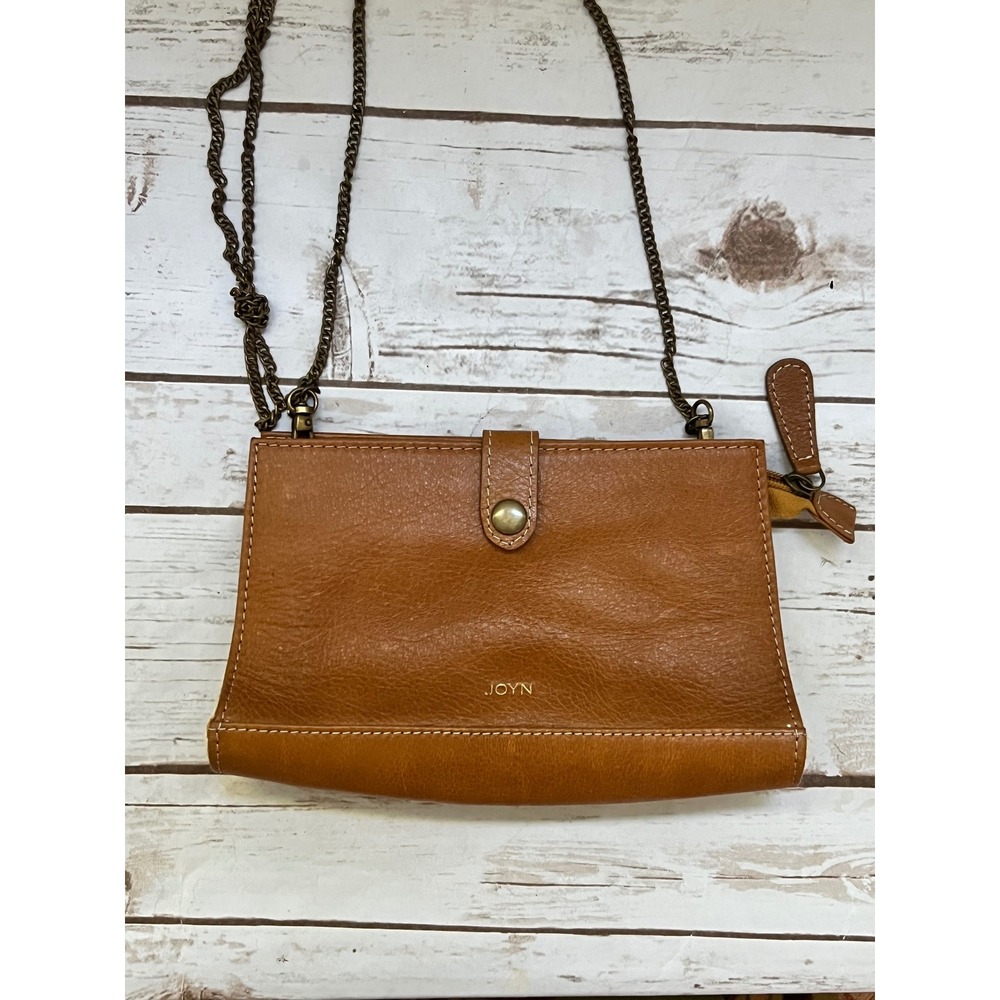 JOYN Crossbody Bag Cognac Brown Leather Handmade Chain Strap Small OS